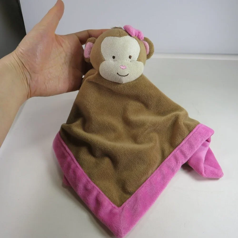Baby Girl Monkey Blankie Lovey (same fabric front & back) 13x13